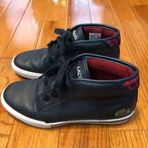 Women's Lacoste Navy Blue Leather Mid-Rise Sneaker